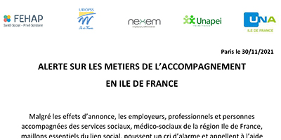 Alerte sur les métiers de l'accompagnement en Ile-de-France